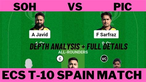 Soh Vs Pic Dream11 Prediction Pic Vs Soh Dream11 Team Pic Vs Soh