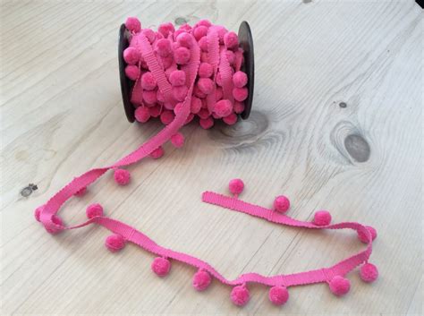 Pink Bobble Trim Fringe 100 Cotton Per Meter