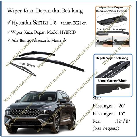 Jual Wiper Hybrid Kaca Depan Belakang Hyundai Santa Fe 2021 2022 2023