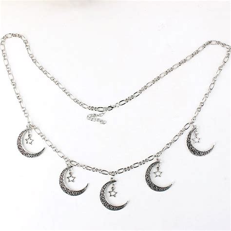 Moon And Star Chain Belt Silver Megoosta Fashion