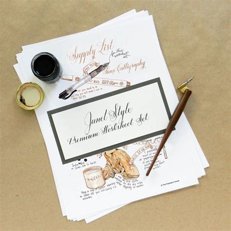 Printable Calligraphy Worksheet Set Janet Style The Postmans Knock