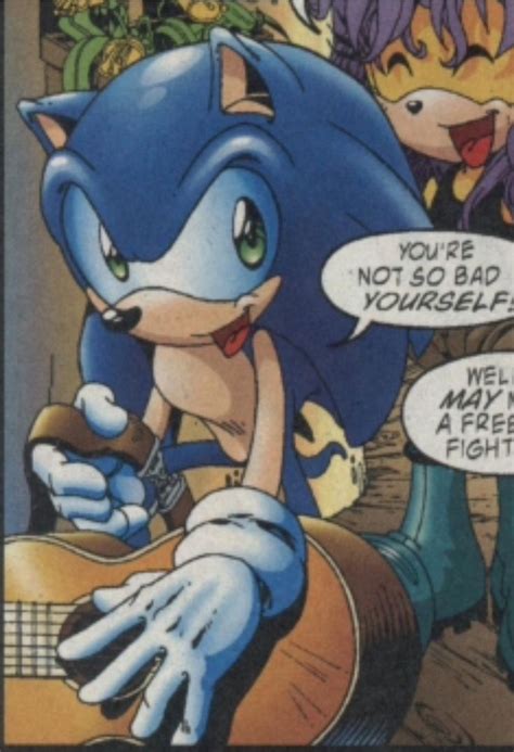 An Image Of Sonic The Hedgehog Playing Guitar And Talking To Someone