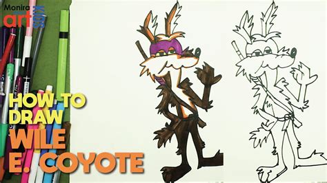 How To Draw Wile E Coyote From Looney Tunes Road Runner Cartoon