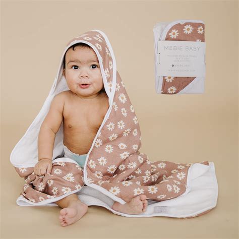 Amazon Mebie Baby Muslin Hooded Towel Daisy Dream Cute Hooded