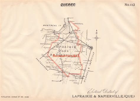 Antique Map of La Prairie and Napierville, Quebec 1895 Electoral Map It's Where You Live Series ...