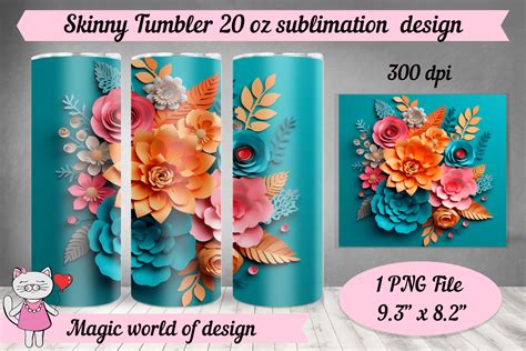 20 Oz Skinny Tumbler Sublimation Png Graphic By Magic World Of Design · Creative Fabrica