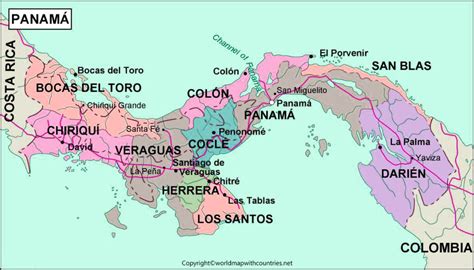 Free Printable Labeled And Blank Map Of Panama In Pdf