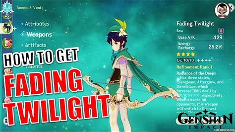 How To Get Fading Twilight Free Bow Genshin Impact Youtube