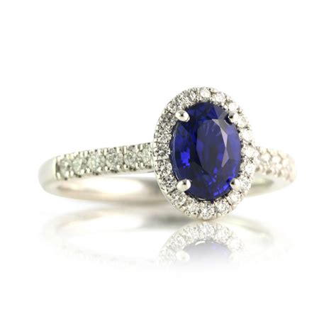 Royal Blue Sapphire Diamond Halo Ring Bentley De Lisle