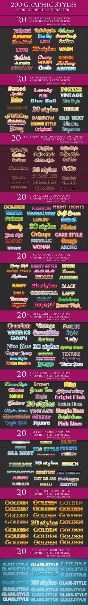 200 Graphic Styles for Adobe Illustrator by Love-Kay on DeviantArt