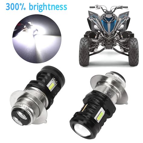 2pcs Motorcycle Atv Led Headlight Bulb H6 P15d 120w High And Low Beam