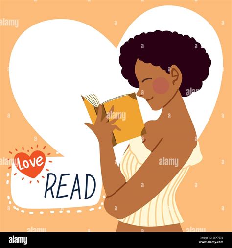 Mujer Afro Americana Leyendo Libro Amor Leer Ilustraci N Vectorial