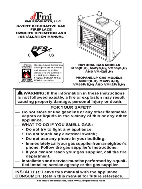 Fillable Online B-Vent Series Natural Vent Gas Fireplace Fax Email ...