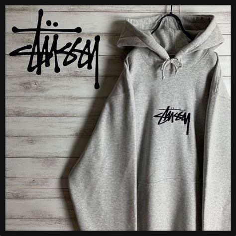 37％割引ホワイト系l2021特集 【希少デザイン 】ステューシー Stussy 刺繍 灰 グレー パーカー 即完売 パーカー トップス