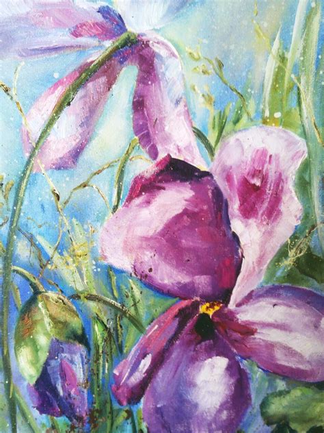 Violets Painting Original Oil Canvas Artwork Large Modern Wall | Etsy