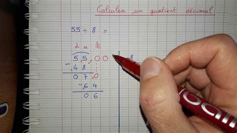 Calculer un quotient décimal quotient exact CM2 YouTube