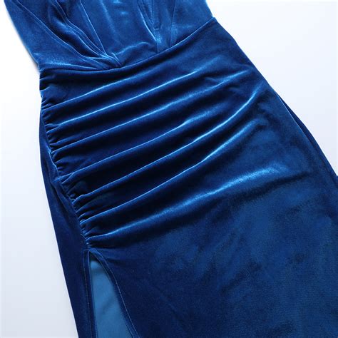 Generic Sexy Backless Corset High Slit Elegant Velvet Evening Gown