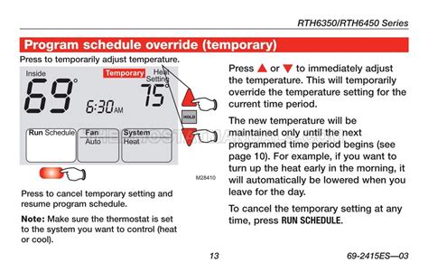 Honeywell RTH6350D Thermostat Operating Manual