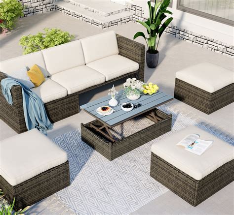 Latitude Run® Rattan 5 Piece Sofa Seating Group With Cushions Wayfair