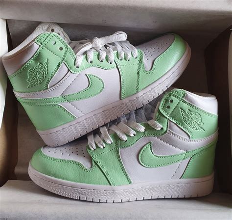 Air Jordan 1 Mid Mint Green Hand Painted Custom Sneakers Etsy