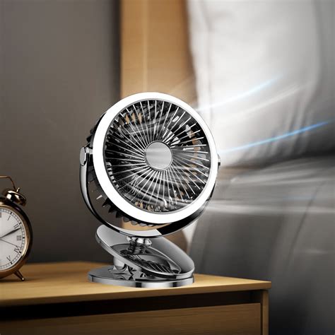 Fil L Clip Fan Camping Fan With Led Lights And Clip Battery Operated