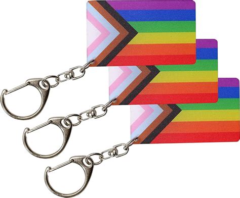 Cantendo 3 Pack Pride Progress Rainbow Flags Keychain Gay