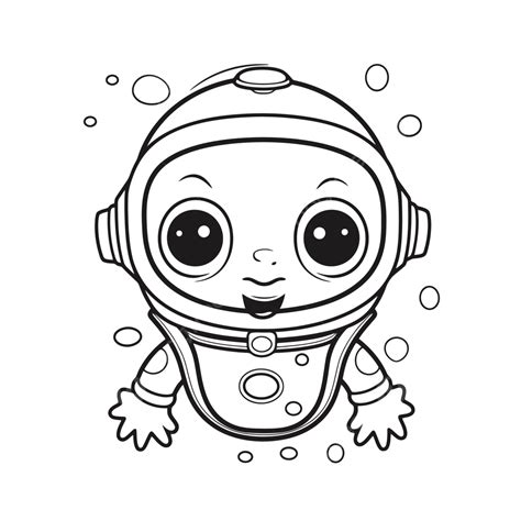 Le Bébé Astronaute Inconscient Coloriage Contour Croquis Dessin Vecteur Png Dessin De Plongée