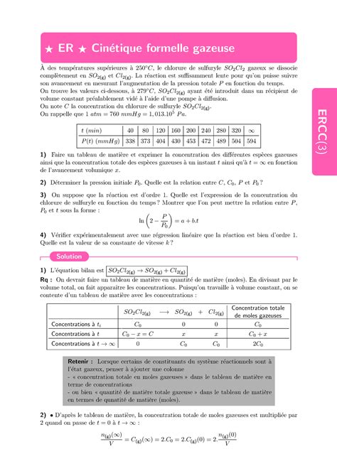 Cinétique chimique TD Corrige 06 ERCC 3 ER Cin etique formelle