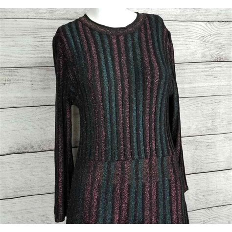 Nwt Nanette Lepore Fit Flare Shimmer Lurex Thread Knit Mini Dress Sz