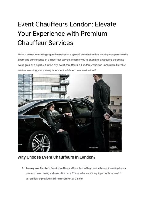 Ppt Event Chauffeurs London Elevate Your Experience With Premium