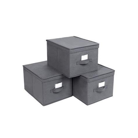 Songmics Lot De 3 Boîtes De Rangement Avec Couvercle Cube En Tissu