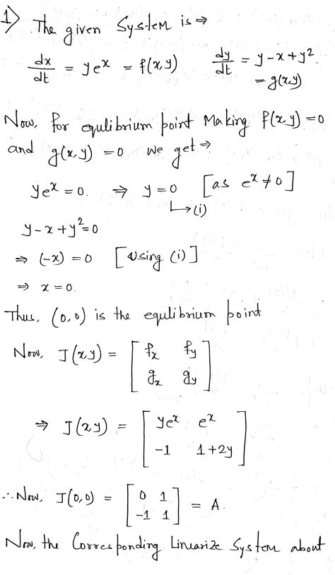 Solved Find The Equilibrium Points For Each System Alinearize The System Course Hero