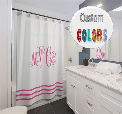 Custom Color And Monogram Shower Curtain Printed Four Etsy