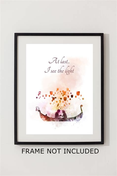 Tangled Lantern Scene Quote ART PRINT At Last I see the Light, Rapunzel, Princess, Nursery, Gift ...