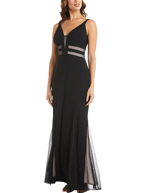 Nw Nightway Womens Mesh Inset Maxi Evening Dress