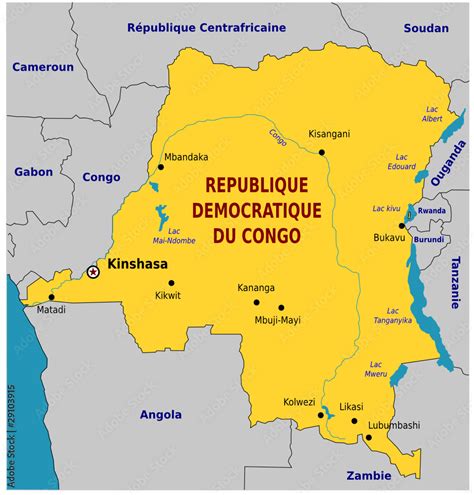 Carte de la République démocratique du Congo Stock Vector | Adobe Stock