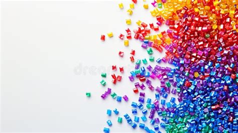 Colorful Plastic Polymer Granules On White Background Generative Ai