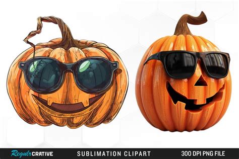 Pumpkin With Sunglasses Artwork Clipart