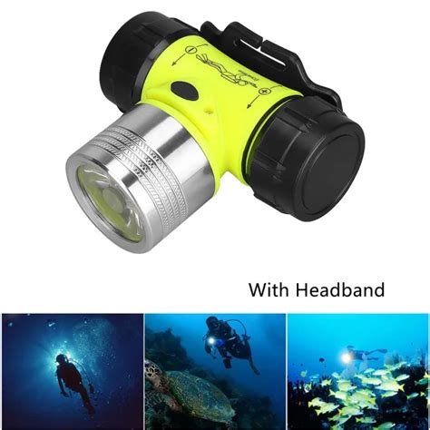 Underwater Diving Headlamp Rechargeable Led Scuba Headlight W Headband