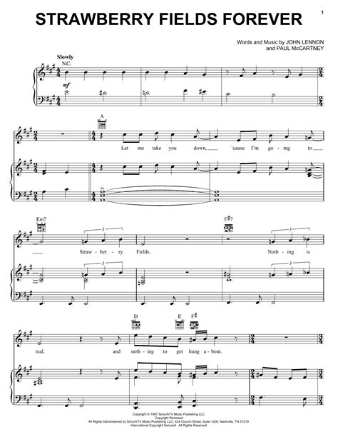 Strawberry Fields Forever By The Beatles Sheet Music For Piano Vocal And Guitar Chords Right