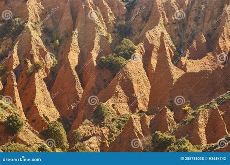 Badlands Mountain Valley Eroded Landscape Las Carcavas Spain Stock