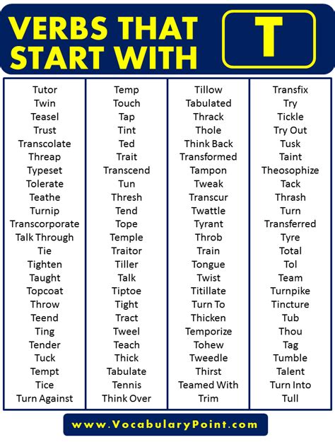 Verbs That Start With T In English Vocabulary Point