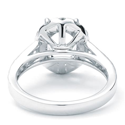 Oval Halo Cathedral Style Diamond Setting with Milgrain in White Gold ...