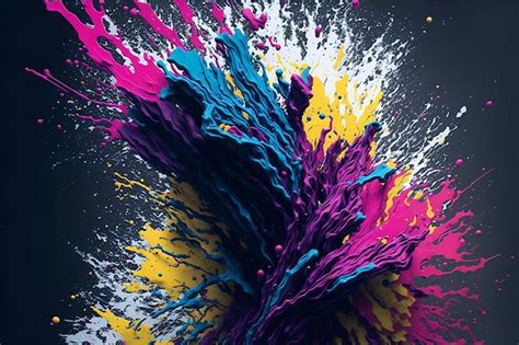 Premium Ai Image Photo Of A Vibrant Burst Of Colorful Paint On A Dark