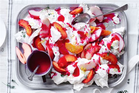 Peach And Mascarpone Smashed Pavlova Recipe