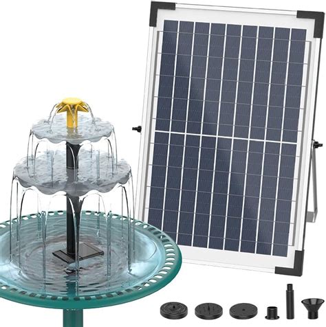 SUJFEE 6W Solar Water Fountain Pump 3 Tier Flowing Water Set Solar