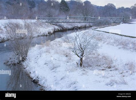 River Darwen Witton Country Park Winter After Snowfall Lancashire UK