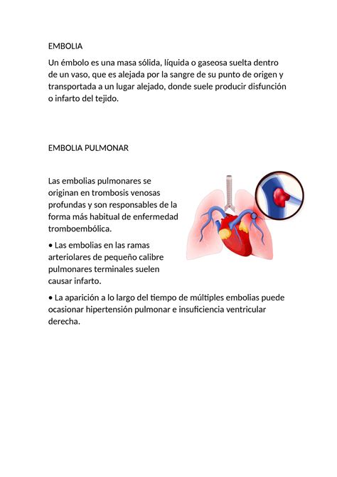 Embolia Embolia Un Mbolo Es Una Masa S Lida L Quida O Gaseosa