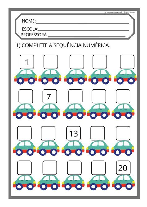 Sequencia Numerica Infantil - Atividades de sequencia numerica | Idéias de ensino, Matemática pré ...