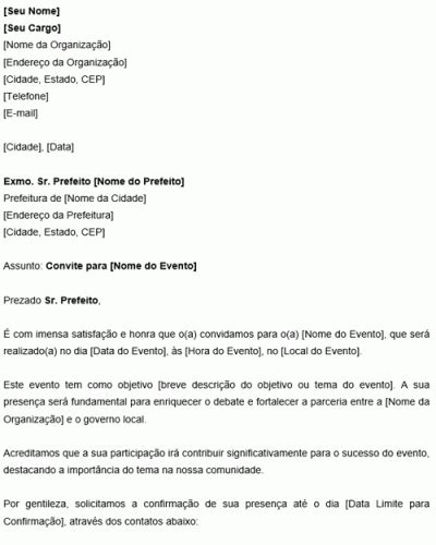 Exemplo De Of Cio De Convite Para O Prefeito